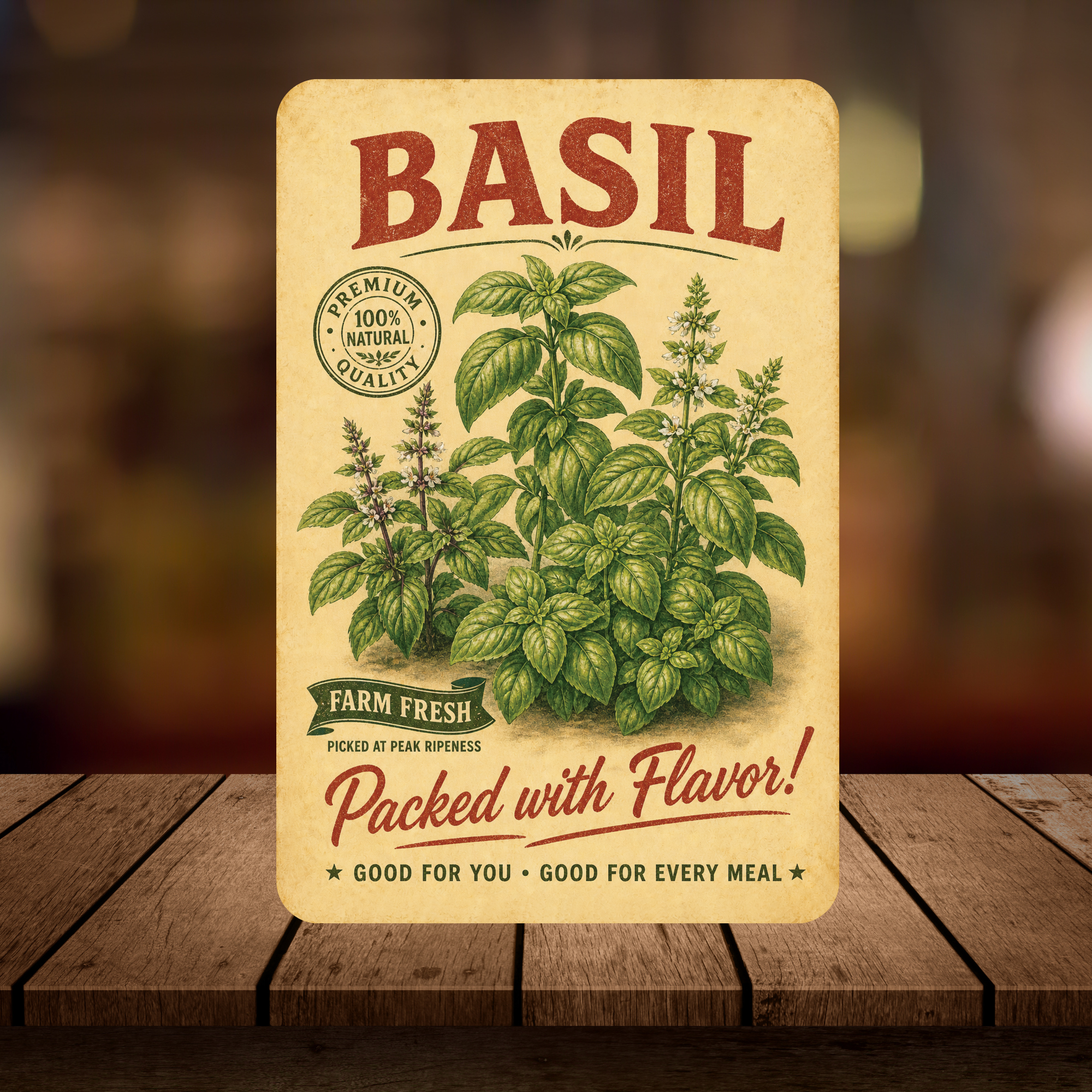 Vintage Basil Farm Fresh Aluminum Sign