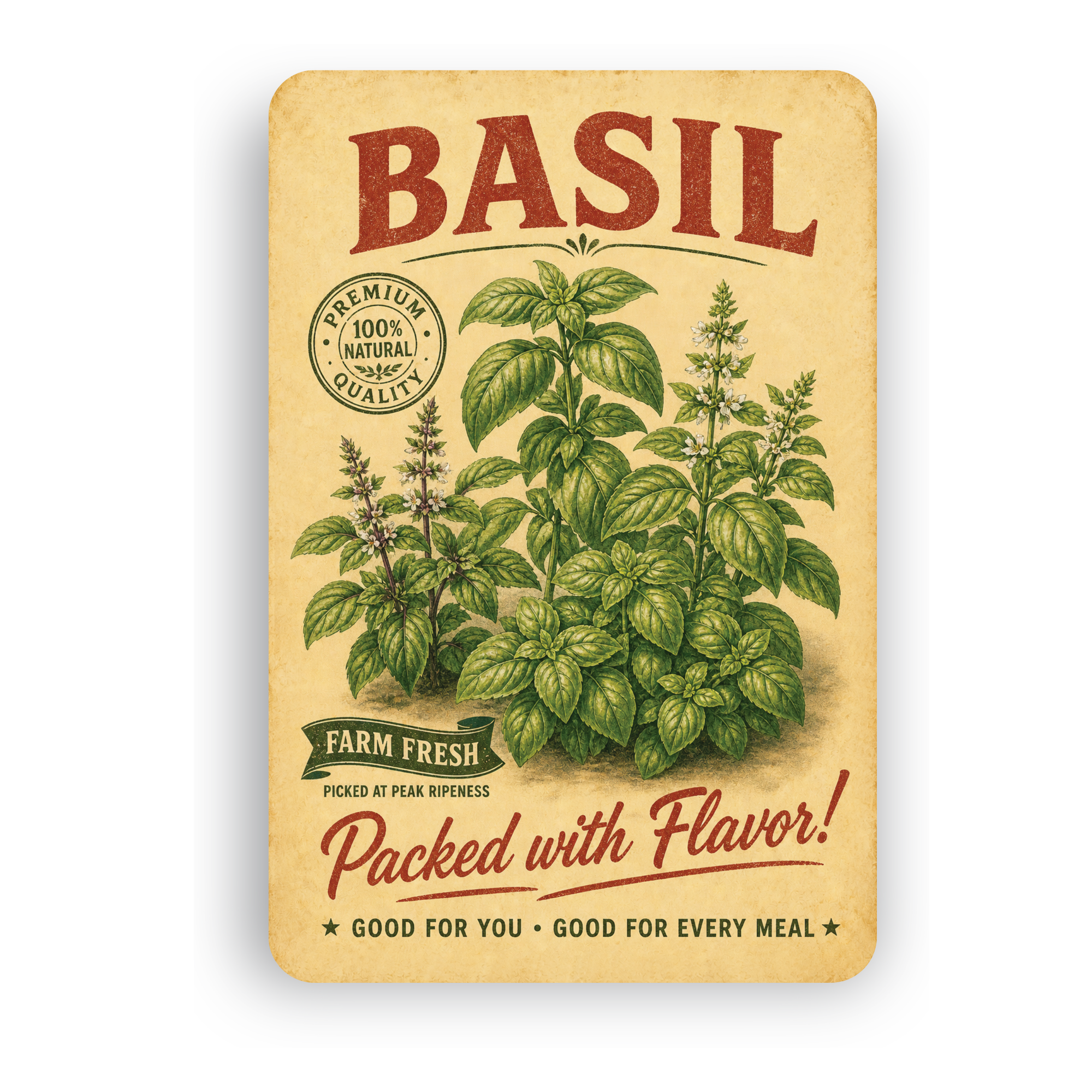 Vintage Basil Farm Fresh Aluminum Sign
