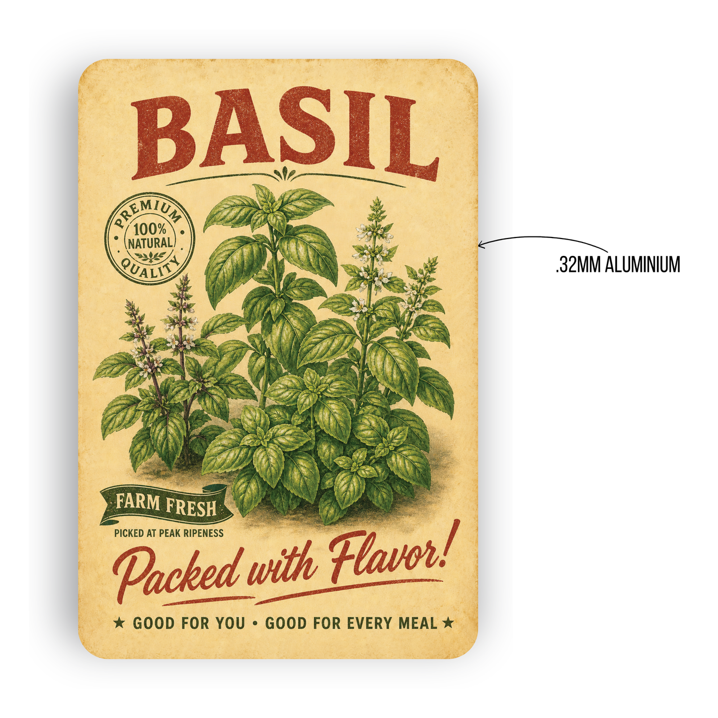 Vintage Basil Farm Fresh Aluminum Sign
