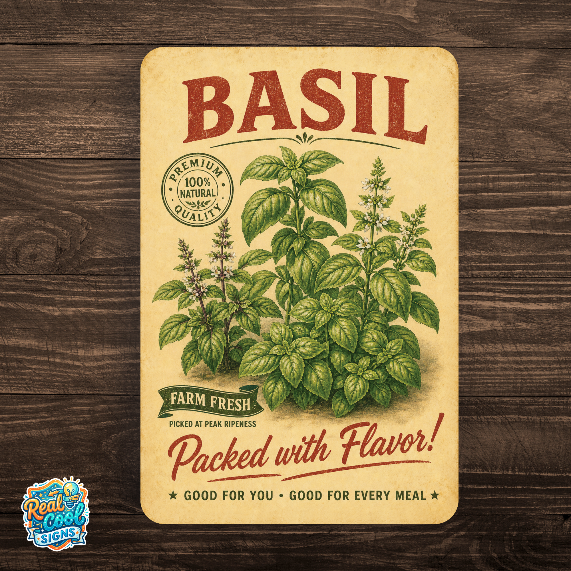 Vintage Basil Farm Fresh Aluminum Sign