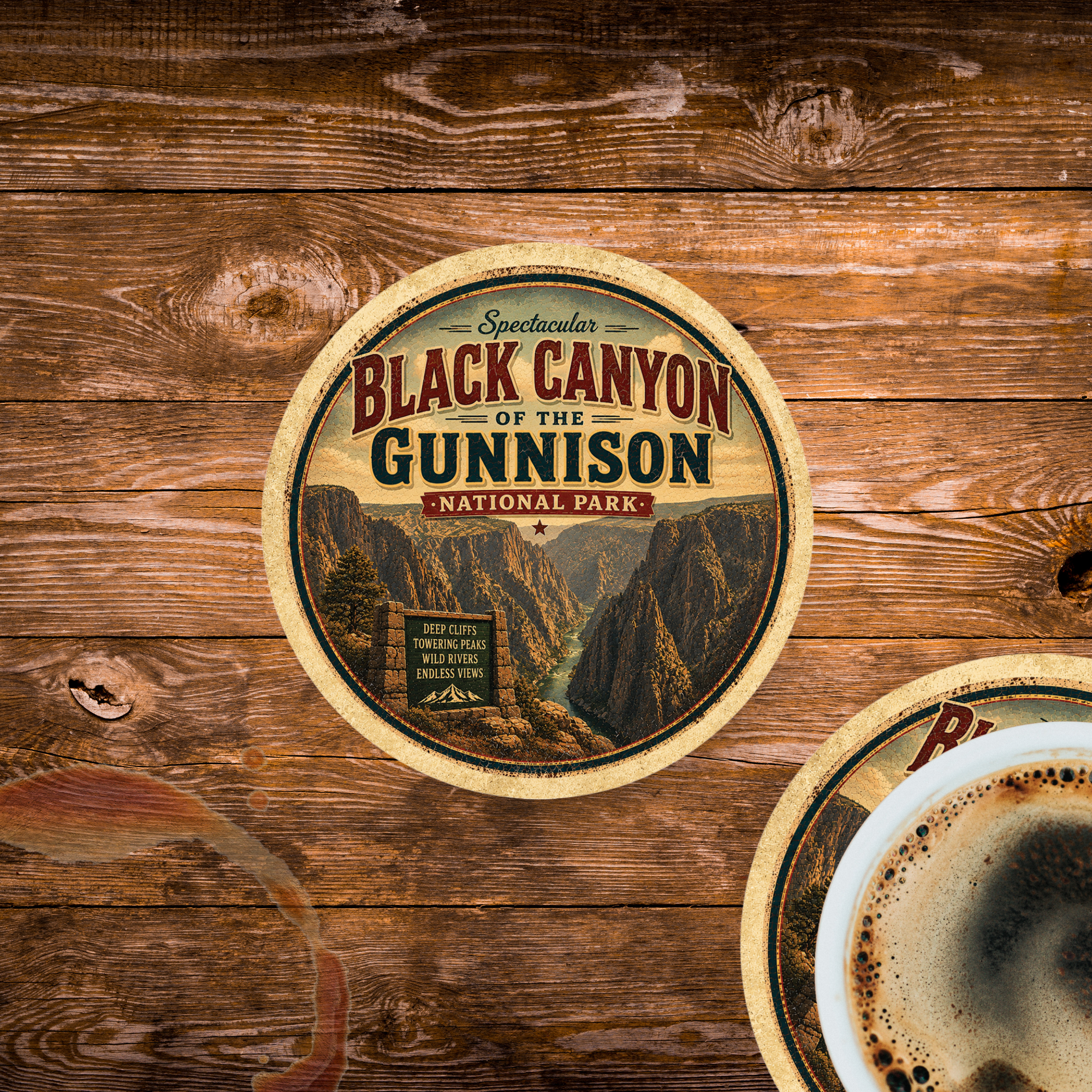 Black Canyon of the Gunnison National Park Ceramic Coaster – 4" Round