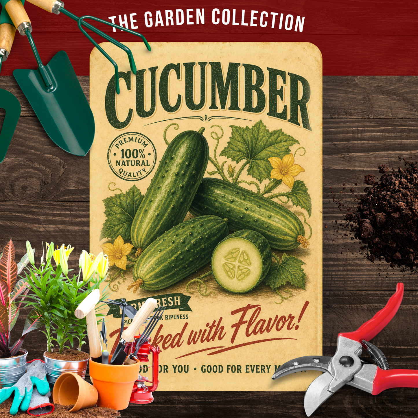 Vintage Cucumber Farm Fresh Aluminum Sign