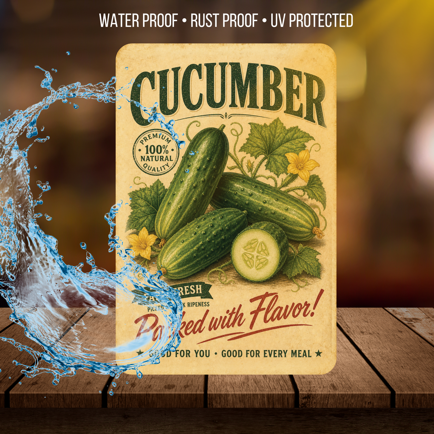 Vintage Cucumber Farm Fresh Aluminum Sign