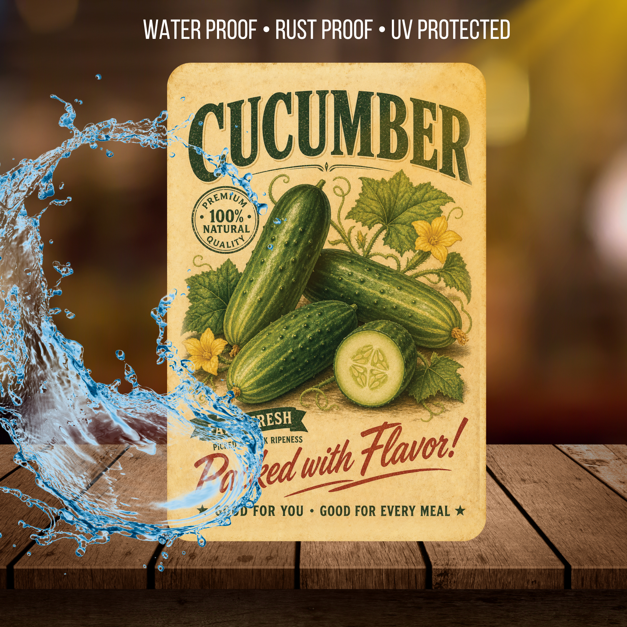 Vintage Cucumber Farm Fresh Aluminum Sign