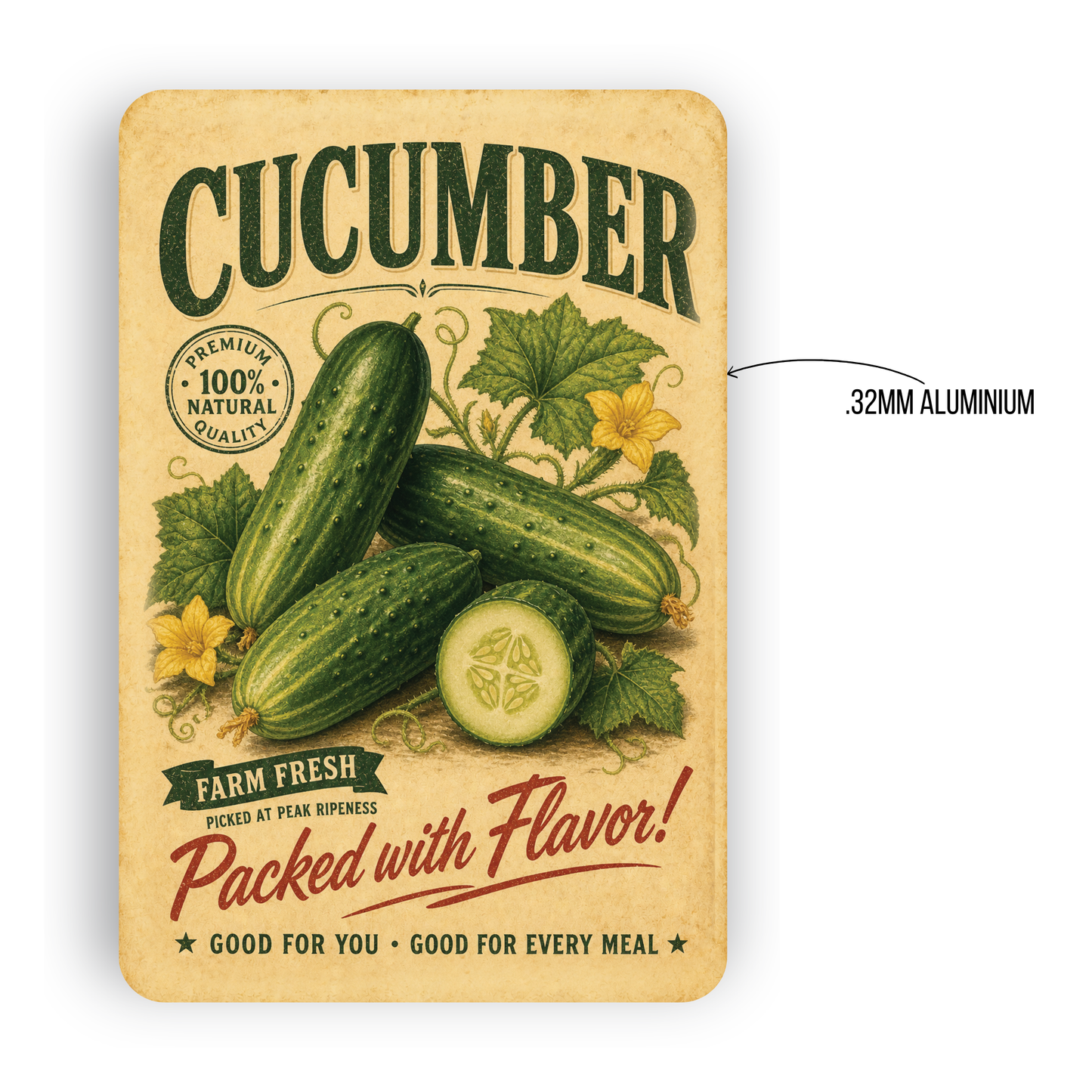 Vintage Cucumber Farm Fresh Aluminum Sign
