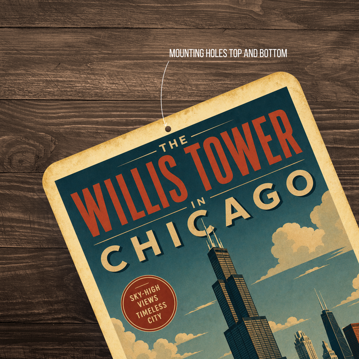 Chicago Willis Tower Metal Art Deco Sign