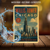 Chicago Willis Tower Metal Art Deco Sign
