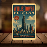 Chicago Willis Tower Metal Art Deco Sign