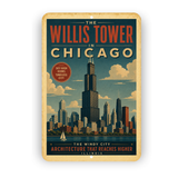 Chicago Willis Tower Metal Art Deco Sign