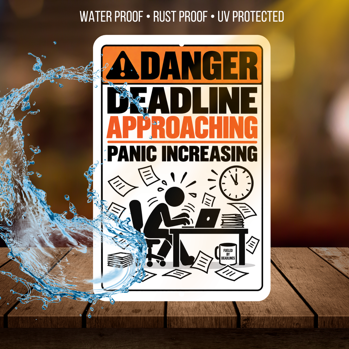 Deadline Approaching Panic Increasing Sign – Funny Office Aluminum Sign