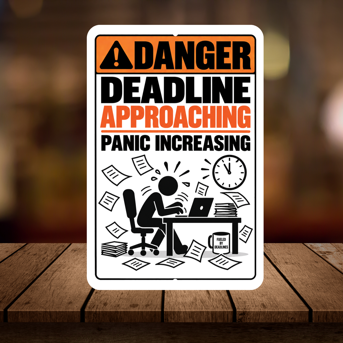 Deadline Approaching Panic Increasing Sign – Funny Office Aluminum Sign