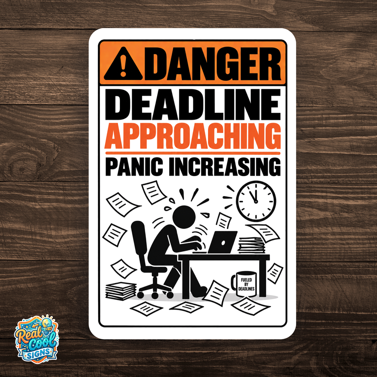 Deadline Approaching Panic Increasing Sign – Funny Office Aluminum Sign