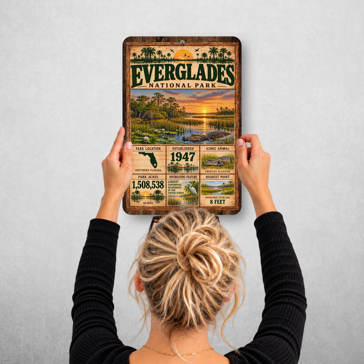 Everglades National Park Facts Aluminum Sign