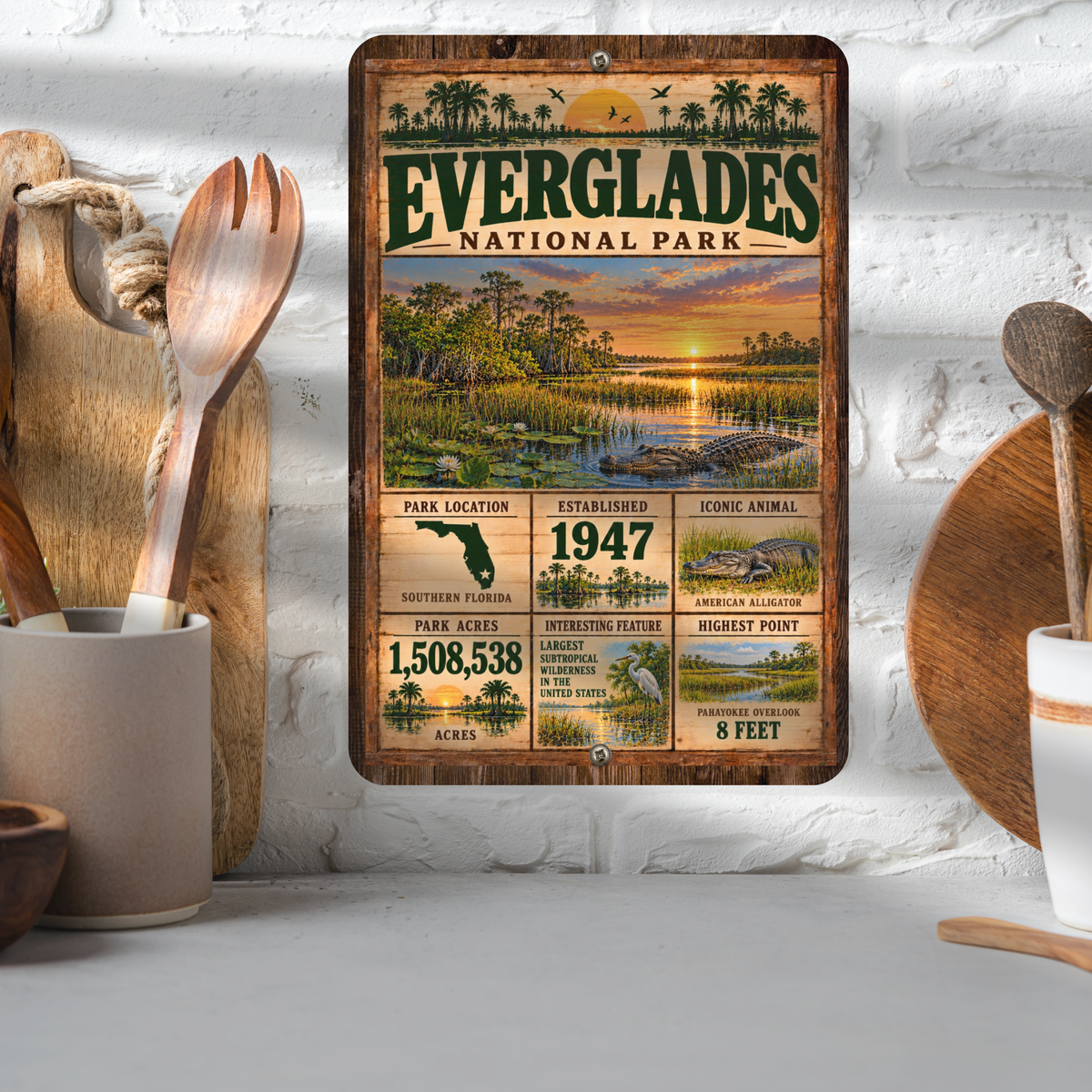 Everglades National Park Facts Aluminum Sign