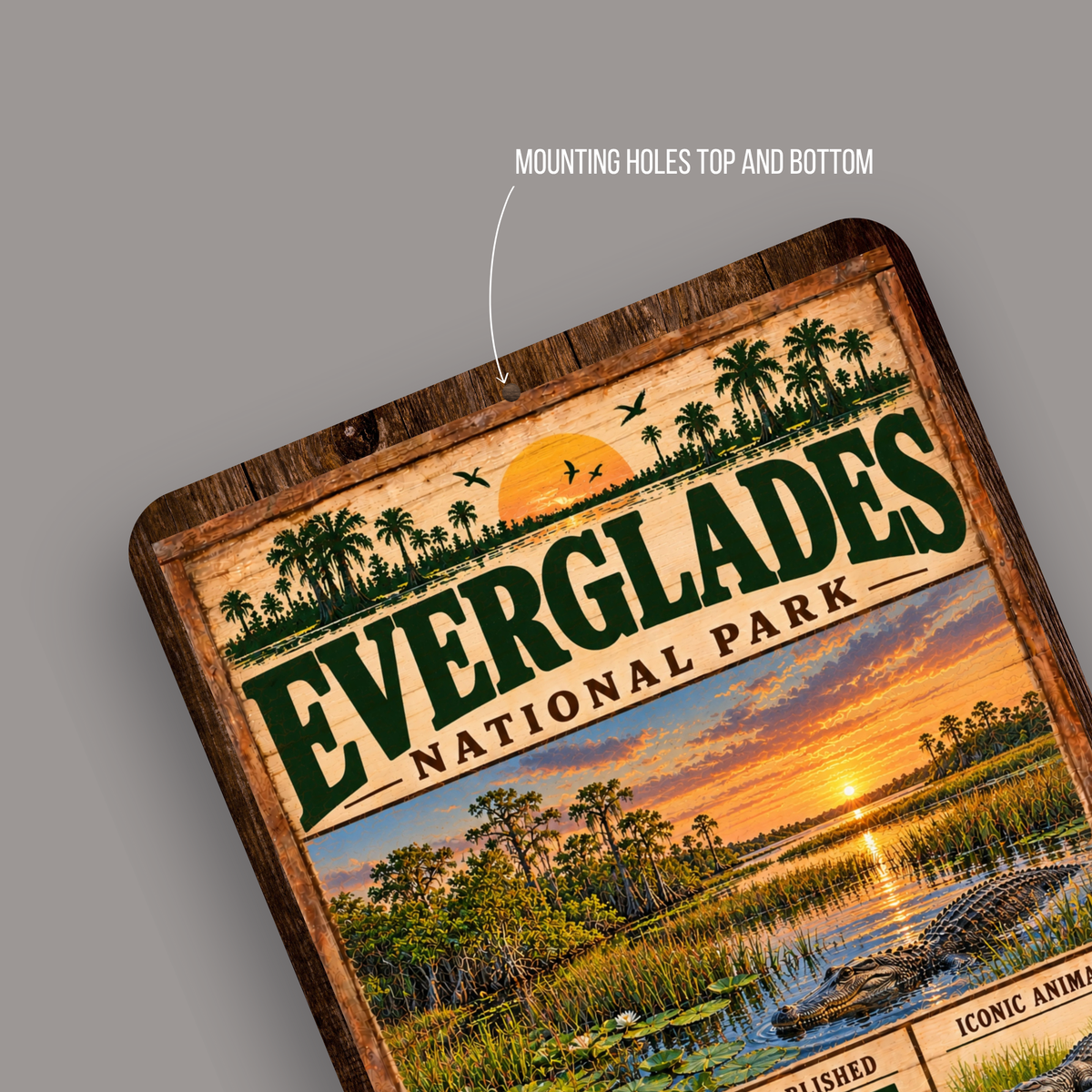 Everglades National Park Facts Aluminum Sign