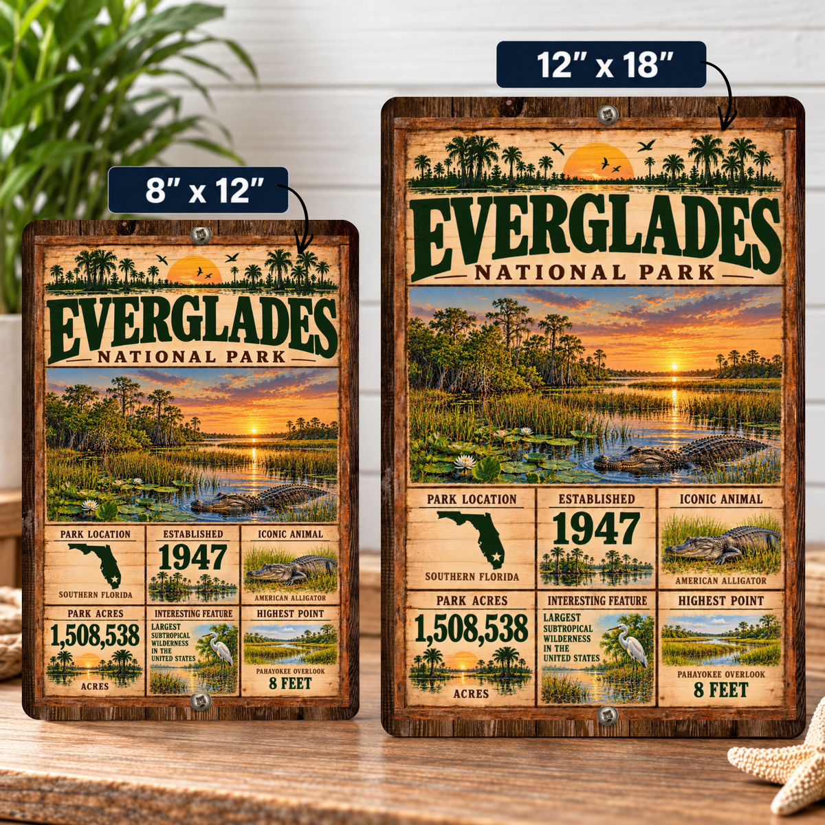 Everglades National Park Facts Aluminum Sign