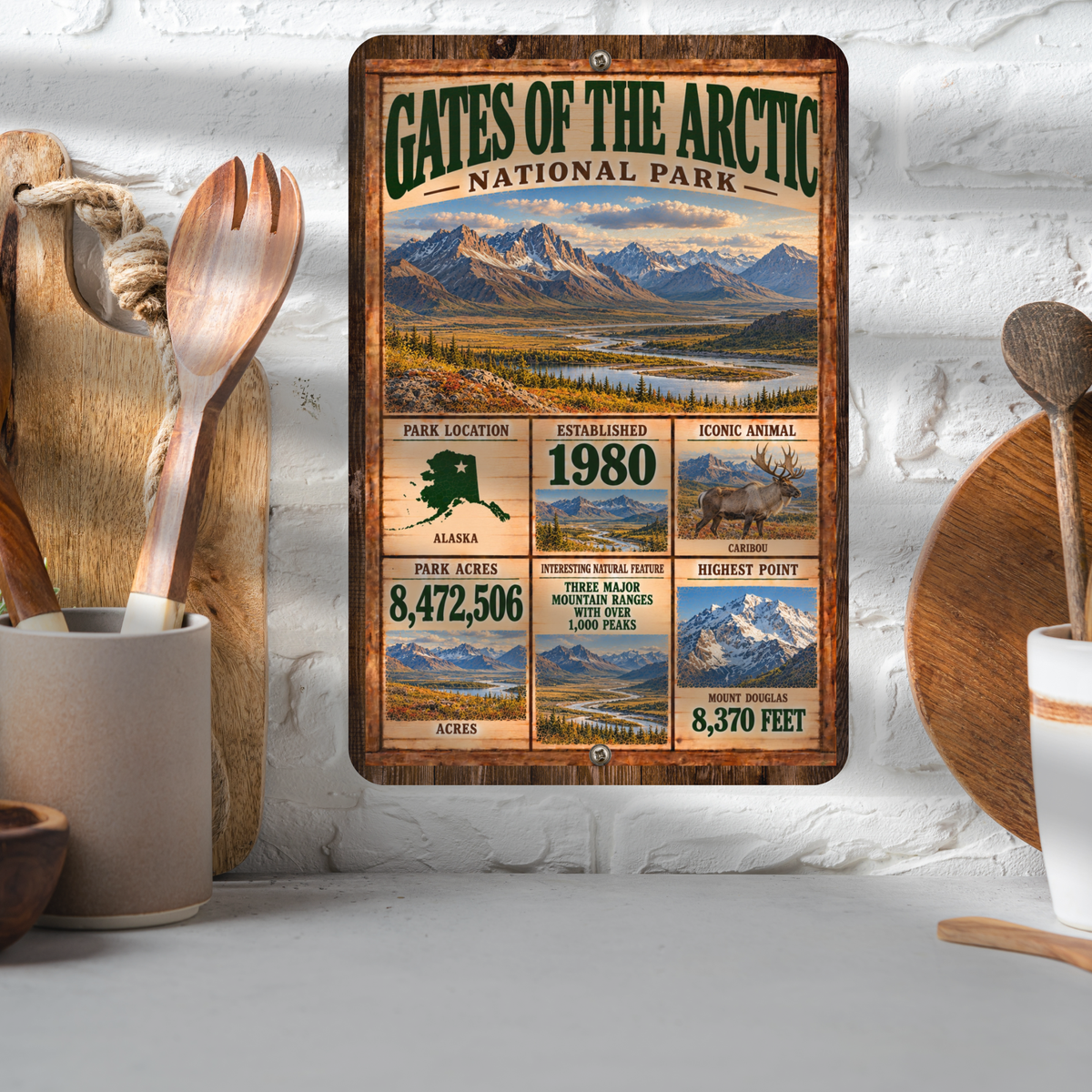 Gates of the Arctic National Park Facts Aluminum Sign