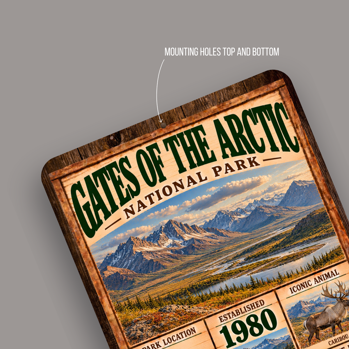 Gates of the Arctic National Park Facts Aluminum Sign