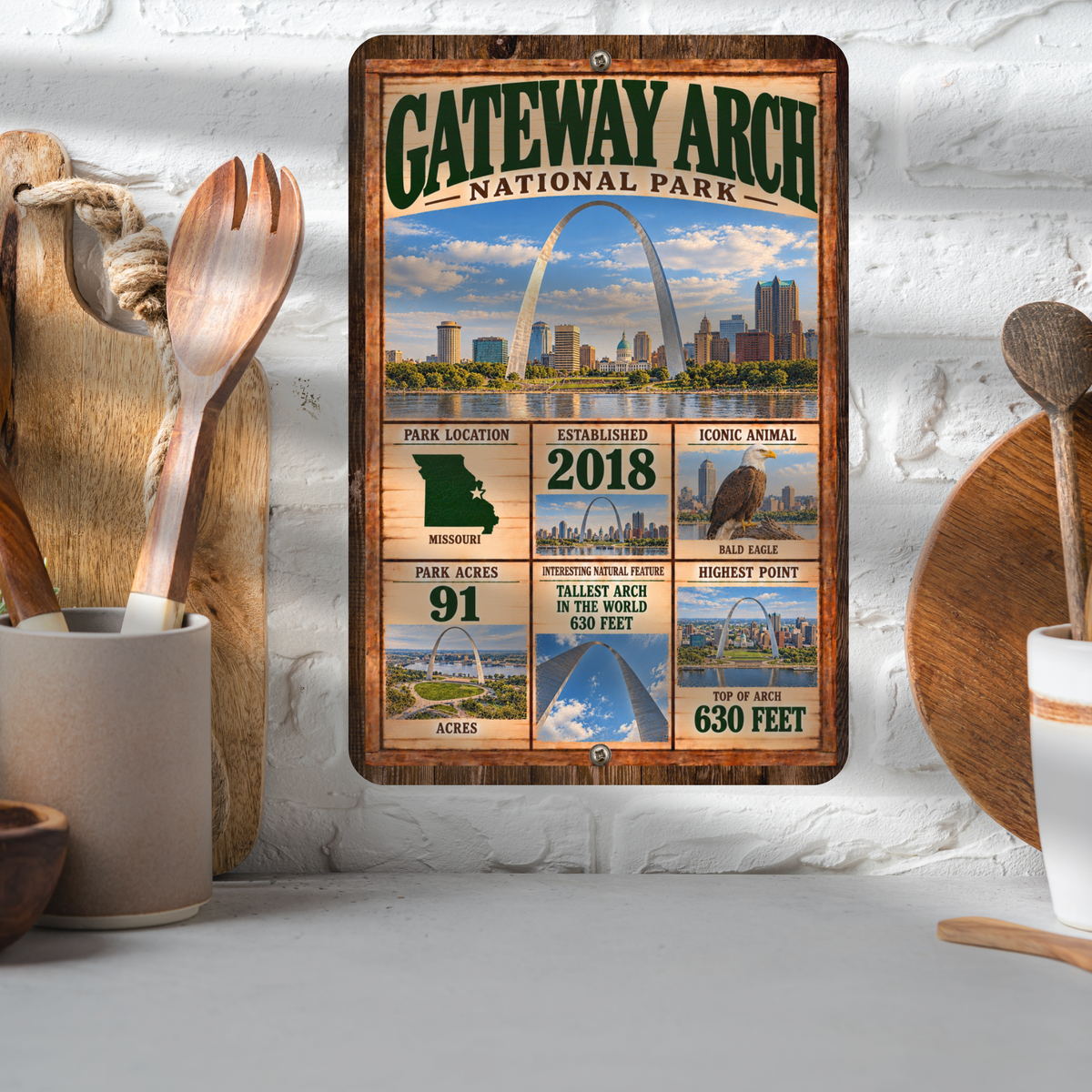 Gateway Arch National Park Facts Aluminum Sign