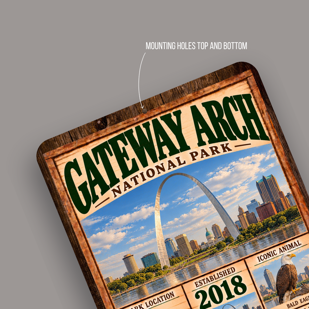 Gateway Arch National Park Facts Aluminum Sign