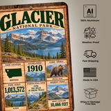 Glacier National Park Facts Aluminum Sign