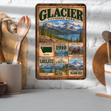 Glacier National Park Facts Aluminum Sign
