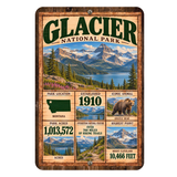 Glacier National Park Facts Aluminum Sign