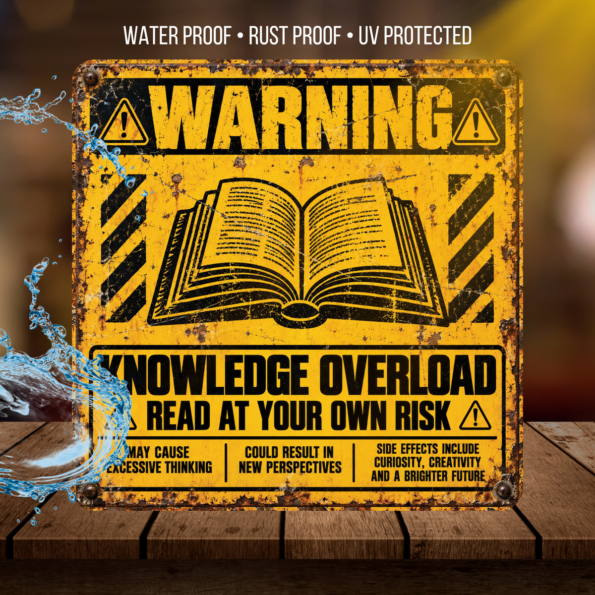 Knowledge Overload Warning Sign – Funny Reading & Book Lover Metal Sign