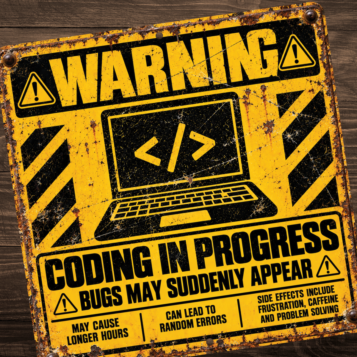 Coding in Progress Warning Sign – Funny Programmer & Developer Metal Sign