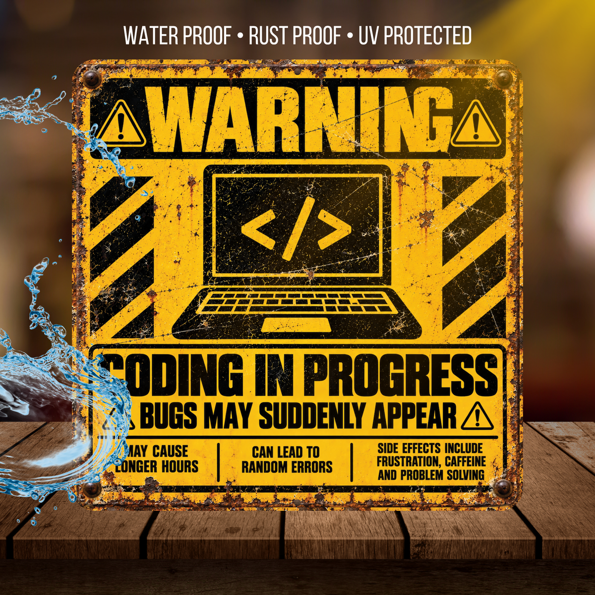 Coding in Progress Warning Sign – Funny Programmer & Developer Metal Sign