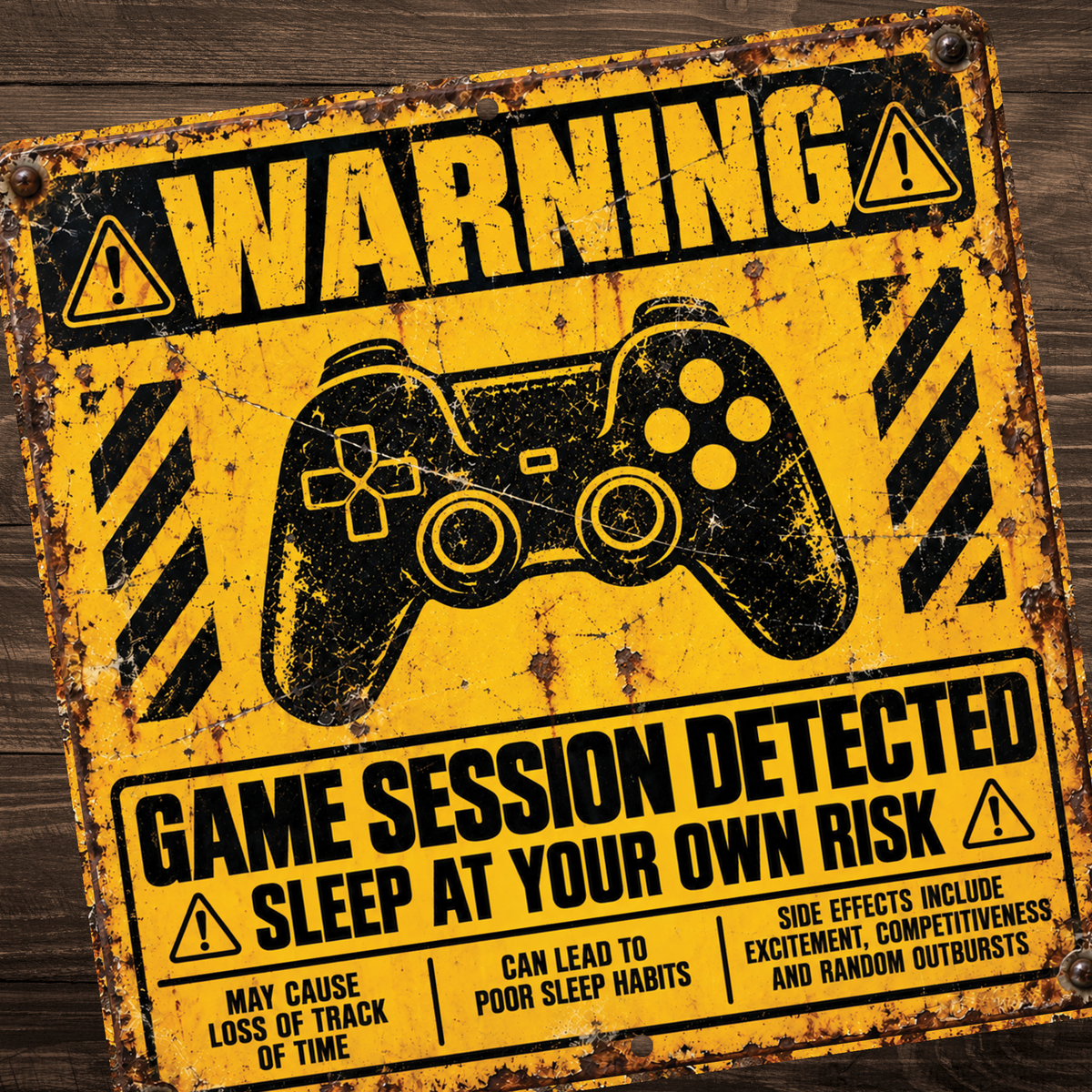 Game Session Detected Warning Sign – Funny Gamer Gaming Room Metal Sign