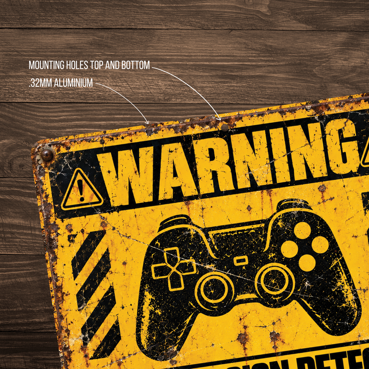 Game Session Detected Warning Sign – Funny Gamer Gaming Room Metal Sign