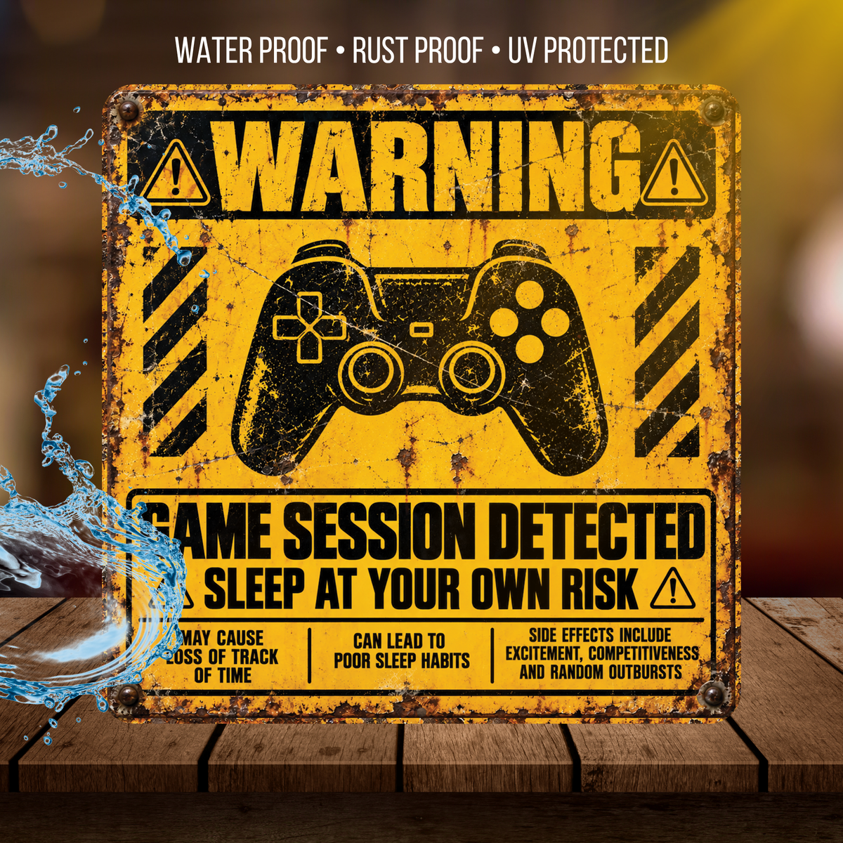 Game Session Detected Warning Sign – Funny Gamer Gaming Room Metal Sign