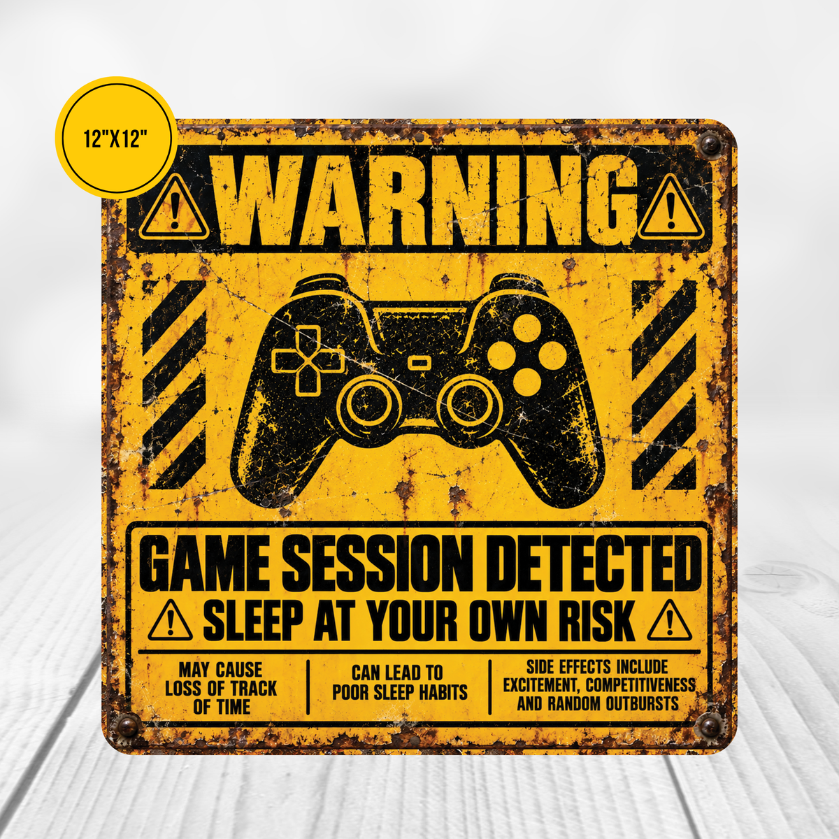 Game Session Detected Warning Sign – Funny Gamer Gaming Room Metal Sign