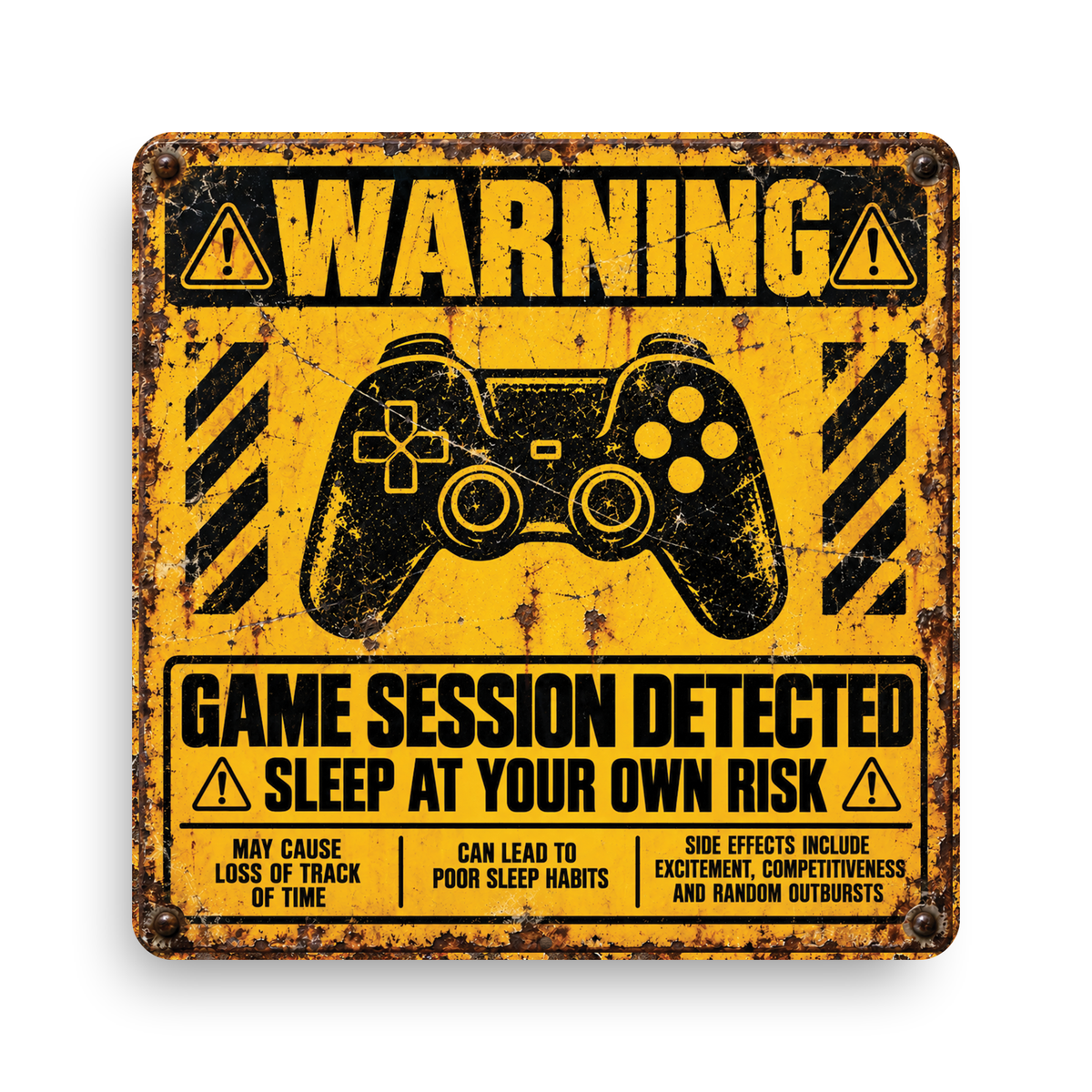 Game Session Detected Warning Sign – Funny Gamer Gaming Room Metal Sign