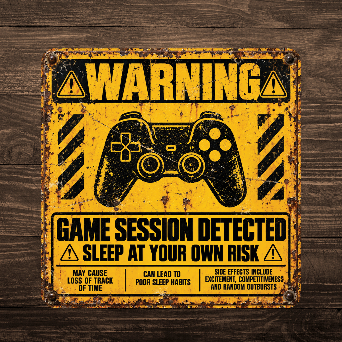 Game Session Detected Warning Sign – Funny Gamer Gaming Room Metal Sign