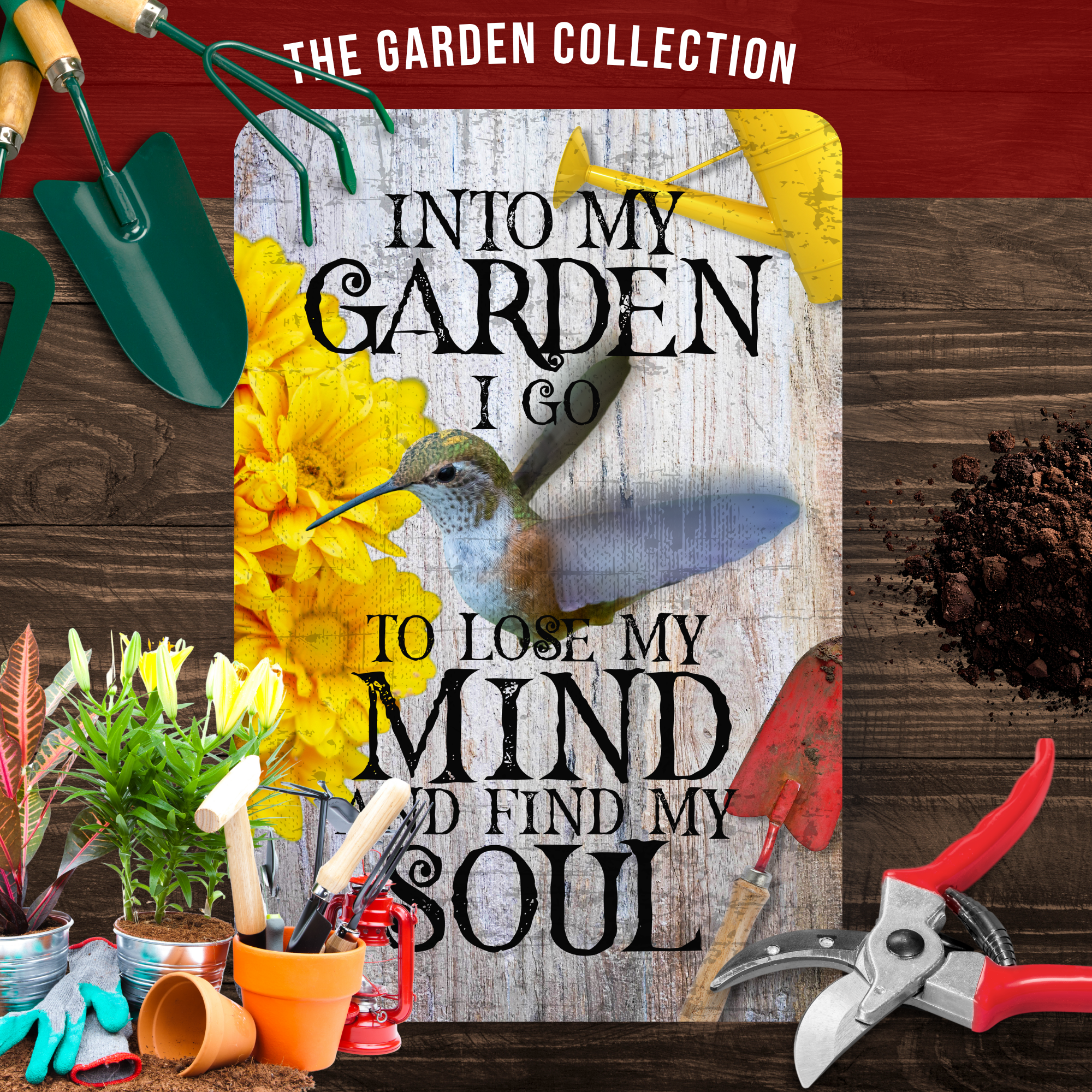 Into My Garden I Go Hummingbird Aluminum Garden Sign
