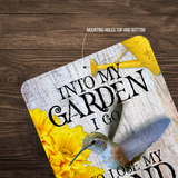 Into My Garden I Go Hummingbird Aluminum Garden Sign
