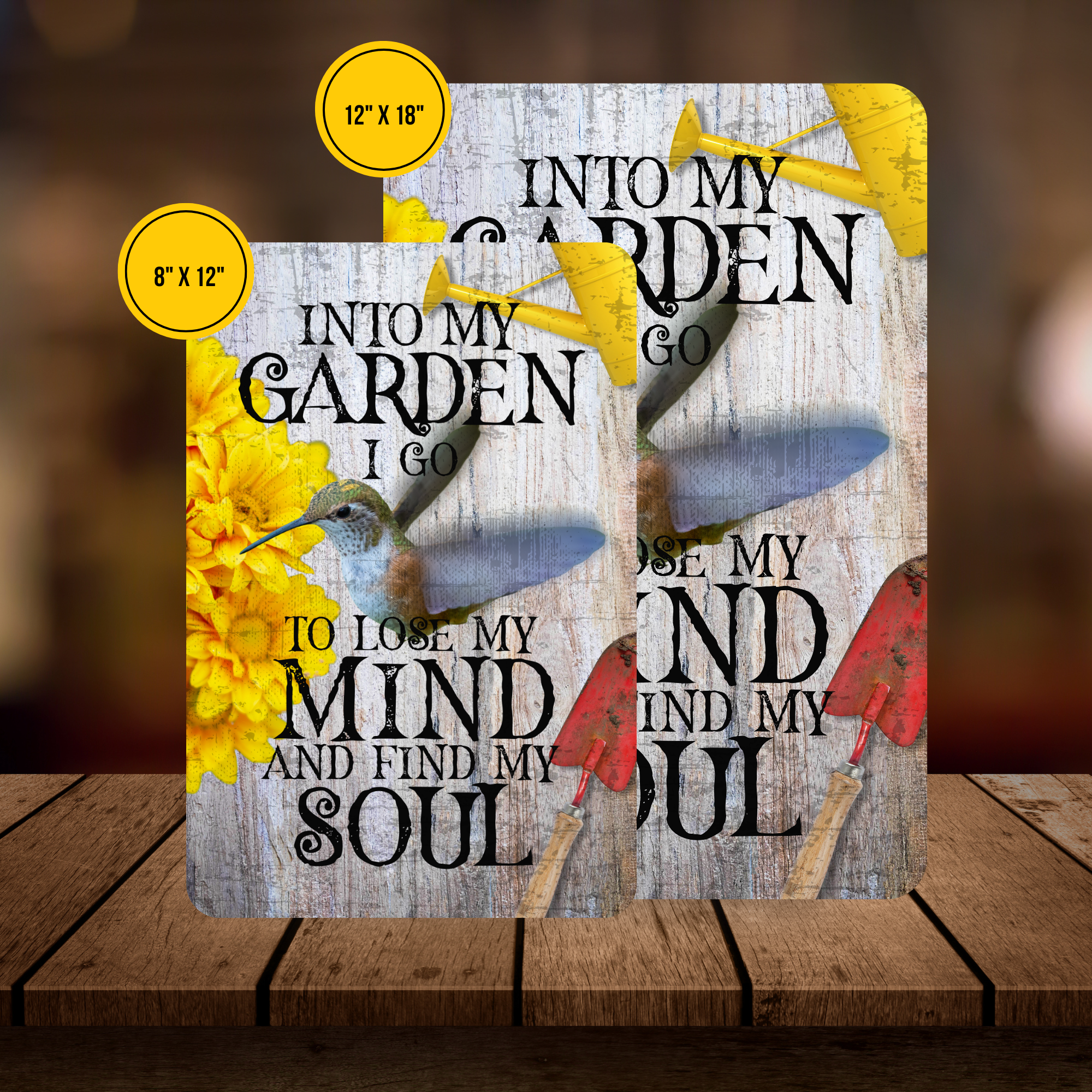 Into My Garden I Go Hummingbird Aluminum Garden Sign