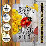 Into My Garden I Go Ladybug Aluminum Garden Sign
