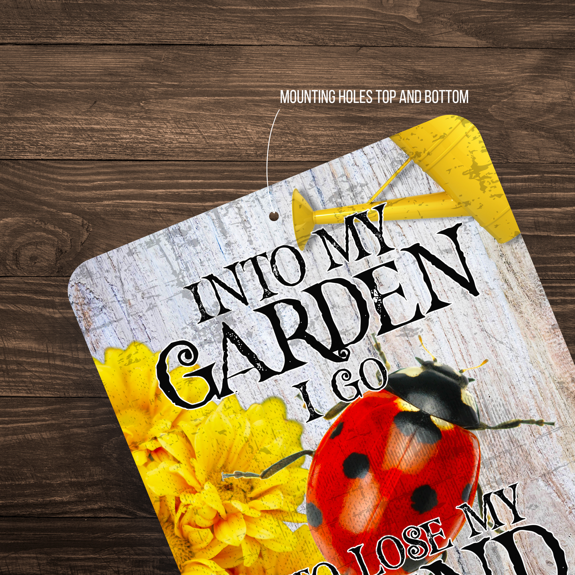 Into My Garden I Go Ladybug Aluminum Garden Sign
