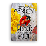Into My Garden I Go Ladybug Aluminum Garden Sign