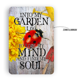 Into My Garden I Go Ladybug Aluminum Garden Sign