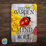 Into My Garden I Go Ladybug Aluminum Garden Sign