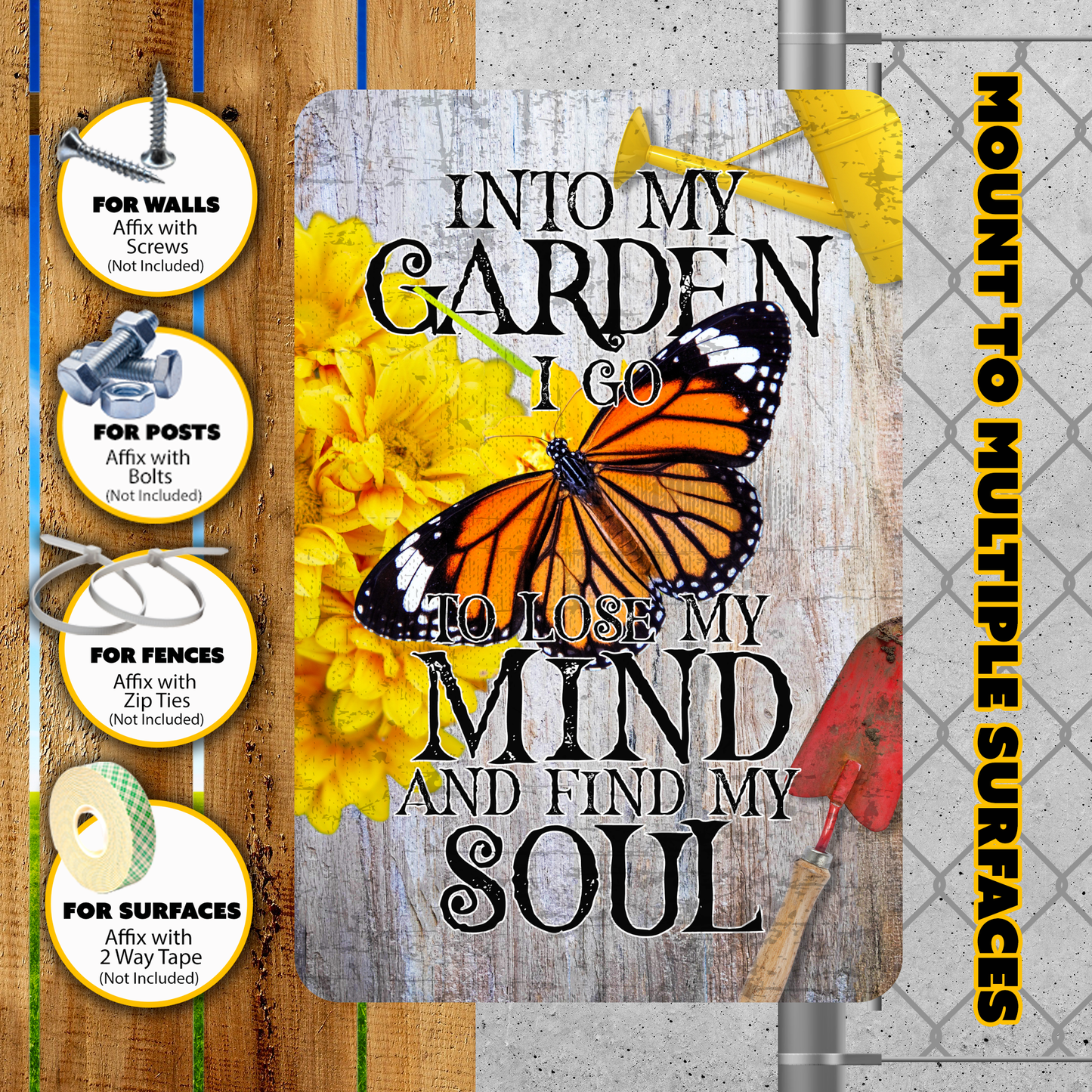 Into My Garden I Go Monarch Butterfly Aluminum Garden Sign