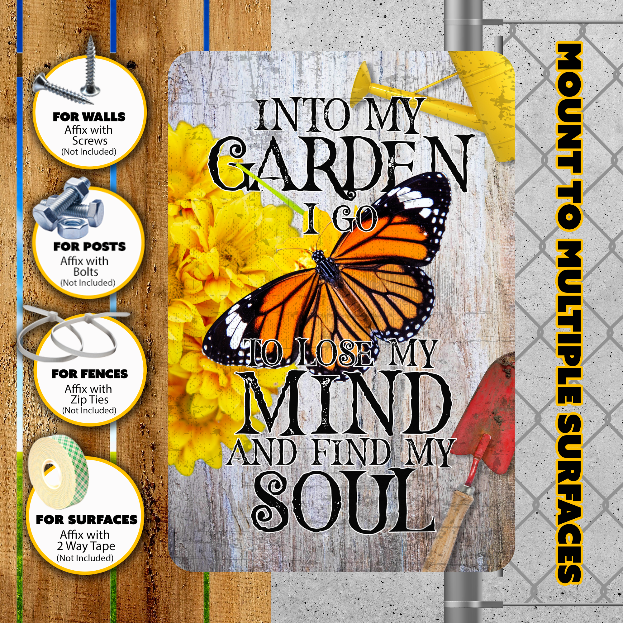 Into My Garden I Go Monarch Butterfly Aluminum Garden Sign