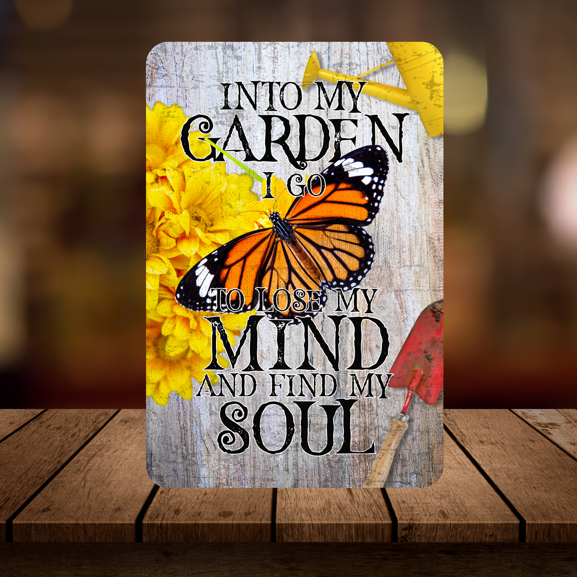 Into My Garden I Go Monarch Butterfly Aluminum Garden Sign