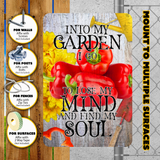 Into My Garden I Go Red Pepper Aluminum Garden Sign