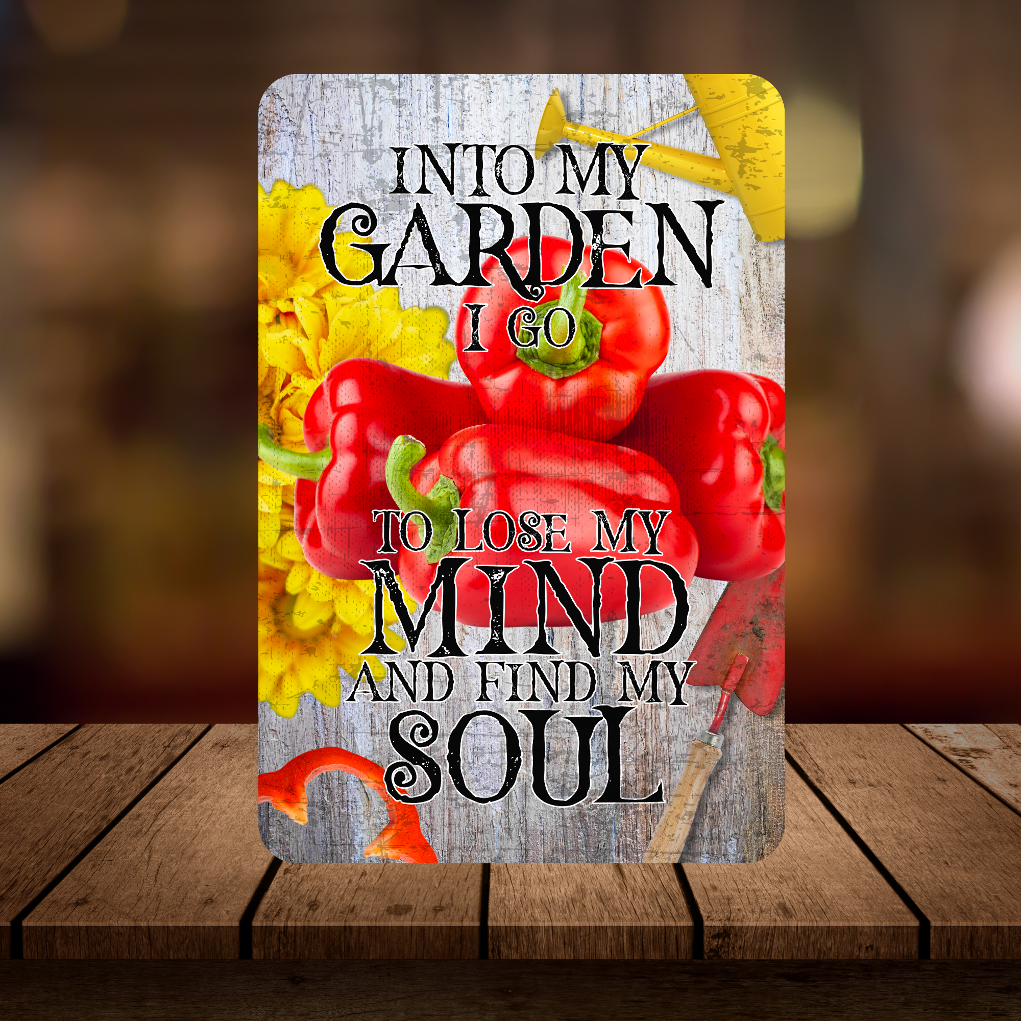 Into My Garden I Go Red Pepper Aluminum Garden Sign