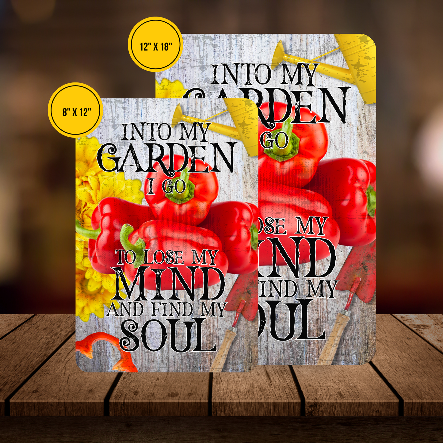 Into My Garden I Go Red Pepper Aluminum Garden Sign